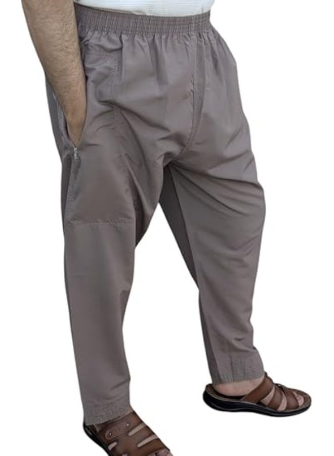 Galabeya Under Trousers – Comfortable Fabric with High-Quality Stitching, Full-Length Reinforced Sewing and Wide Pocket | Brown - Image 3